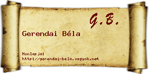 Gerendai Béla névjegykártya